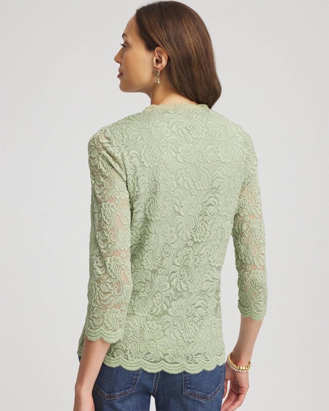 Lace Scallop-Hem Knit Tee - image 3